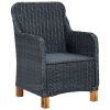 Garden Chair Set of 2 Dark grey Round PE rattan Medium Foldable
