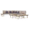 Garden Lounge Set Brown and Grey Solid Acacia Wood, Steel, Polyester