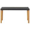 Garden Bench Black Poly Rattan and Solid Acacia Wood Medium