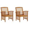 Garden Chair Set of 2 Natural wood Solid acacia wood Standard