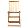Patio Reclining Chairs 3 pcs Solid Acacia Wood