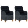 Garden Lounge Set Dark Grey Poly Rattan Medium Removable Covers