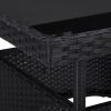 Dining Table Black PE rattan with steel frame and tempered glass top