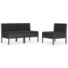Garden Chair Set of 3 Black