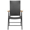 Garden Chair Set of 2 Black PE Rattan Standard Foldable