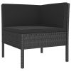 Outdoor Furniture Set Black PE rattan, powder-coated steel, polyester