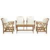 Garden Lounge Set Cream white cushions, natural wood