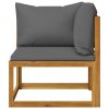 Sofa Set Dark Grey Solid Acacia wood, Dark Grey fabric Standard