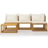 Garden Lounge Set Cream Solid Acacia wood Medium Modular