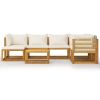 Garden Lounge Set Cream Solid Acacia wood and fabric 8 Piece Set