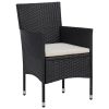 Rattan Chair Set of 2 Black Poly Rattan and Steel