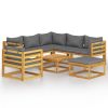 Garden Lounge Set Dark Grey Solid Acacia Wood Modular 8-piece set
