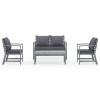 Garden Lounge Set Grey Solid Acacia Wood Medium Hardwood