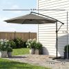10 ft Offset Patio Umbrella with Cover, Hanging Cantilever Umbrella with 360Â° Rotation, Crank Handle, Tilt, Gray