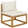 Sofa Set Cream White, Natural Wood