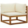 Corner Sofa Cream white Solid acacia wood Standard two-seater