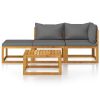Garden Lounge Set Dark grey Solid Acacia wood, 100% polyester
