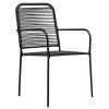 Garden Chair Set of 4 Black Cotton rope Standard
