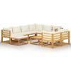 Garden Lounge Set Cream cushions, Natural wood frame