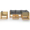 Garden Lounge Set Dark grey Solid acacia wood 7 Piece Set Modular