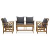 Garden Lounge Set Dark grey cushions, natural wood color