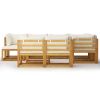 Garden Lounge Set Cream cushions, Natural wood frame