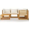 Garden Lounge Set Cream Solid acacia wood Modular