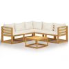 Garden Lounge Set Cream Solid acacia wood Modular