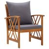 Garden Chair Set of 2 Dark grey cushions Solid acacia wood Medium