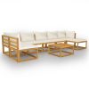 Garden Lounge Set Cream Solid acacia wood with an oiled finish