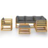 Garden Lounge Set Dark Grey Solid Acacia Wood Modular 8-piece set