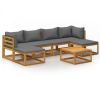 Garden Lounge Set Dark grey cushions, Natural wood