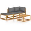 Garden Lounge Set Dark grey Solid Acacia wood, 100% polyester