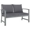 Garden Lounge Set Grey Solid Acacia Wood Medium Hardwood