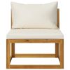 Garden Lounge Set Cream, Acacia Wood Brown