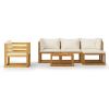 Garden Lounge Set Cream Solid acacia wood Standard Modular
