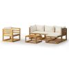 Garden Lounge Set Cream Solid acacia wood Standard Modular