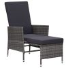 2 Piece Patio Lounge Set with Cushions Poly Rattan Gray