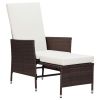 2 Piece Patio Lounge Set with Cushions Poly Rattan Brown