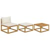 Garden Lounge Set Cream, Acacia Wood Brown