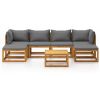 Garden Lounge Set Dark grey cushions, Natural wood