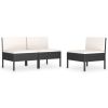 Garden Chair Set of 3 Black, Cream White