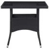 Dining Table Black PE rattan with steel frame and tempered glass top