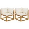 Corner Sofa Cream white Solid acacia wood Standard two-seater