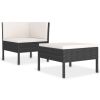 Garden Furniture Set Black and Cream White