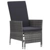 2 Piece Patio Lounge Set with Cushions Poly Rattan Gray