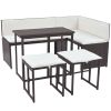 Garden Furniture Set Brown, Cream White