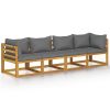 Garden Sofa Dark grey Solid acacia wood, 100% polyester 4-seater