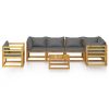 Garden Lounge Set Dark Gray, Brown Solid Acacia wood, 100% polyester