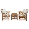 Garden Lounge Set Cream white Solid Acacia wood Medium Durable